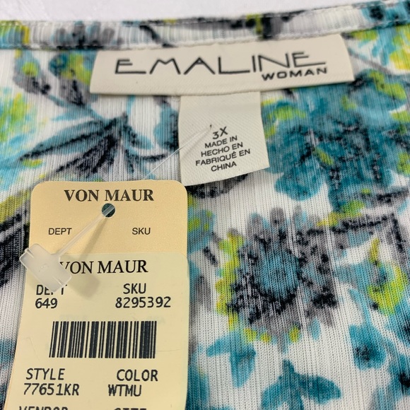 Emaline Woman Floral Blouse gathered hem size 3X NWT - Picture 7 of 7